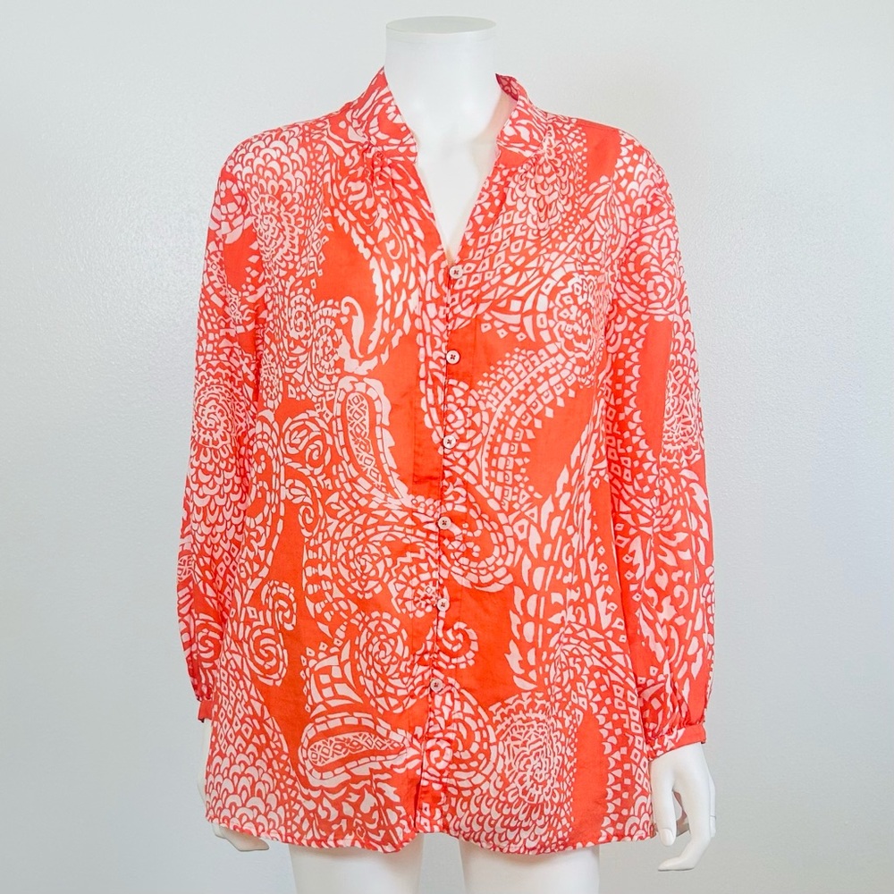 Chico's Orange and White Blouse size 14/16